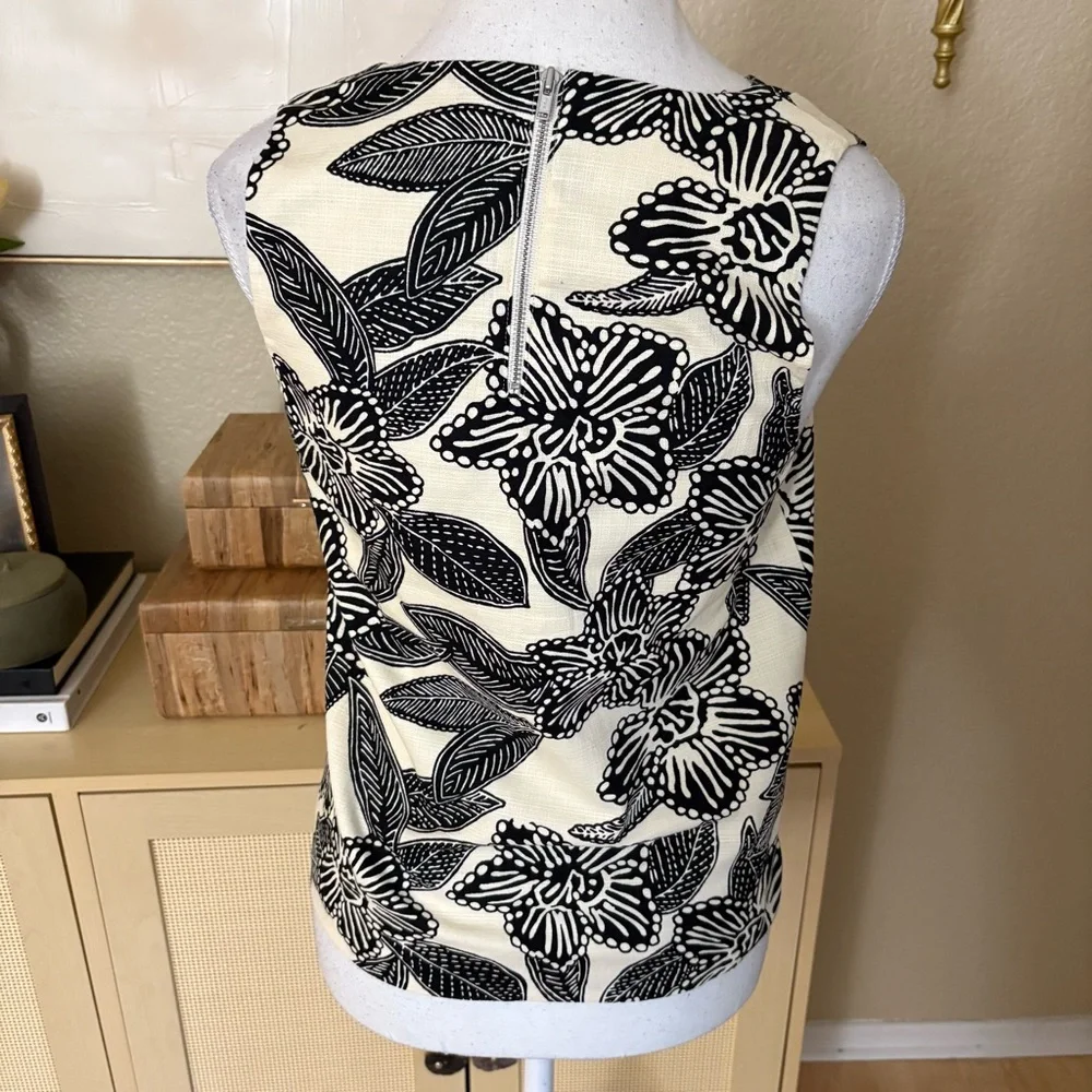 J CREW Notched Shell Polynesian Beaded Top‎ Size 0
